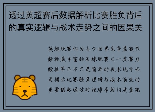 透过英超赛后数据解析比赛胜负背后的真实逻辑与战术走势之间的因果关系 透过英超赛后数据解析比赛胜负背后的真实逻辑与战术走势之间的因果关系